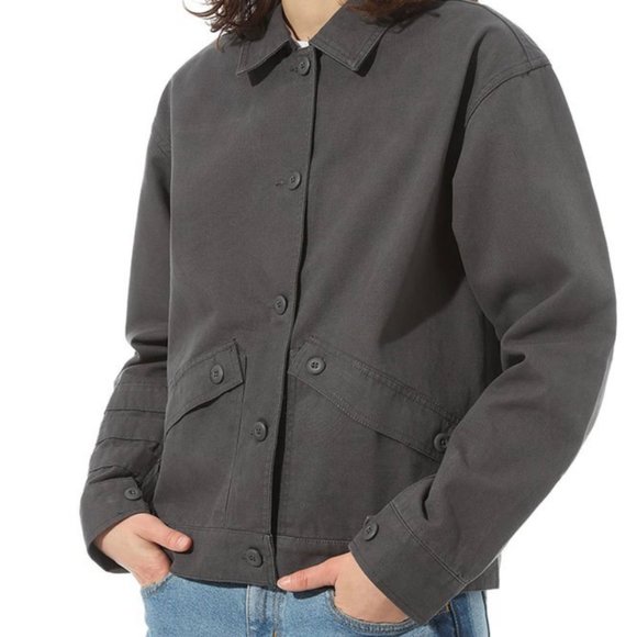 VANS Womens Size VN0A4SCK1O7 Sophie Jacket Asphalt Gray 100% Cotton Canvas Shirt - Picture 1 of 7